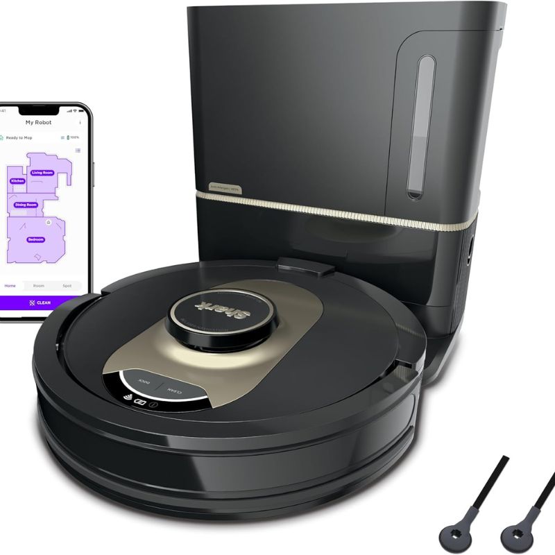Shark AV2501AE AI Robot Vacuum with XL HEPA Self-Empty Base, Bagless, 60-Day Capacity, LIDAR Navigation, Perfect for Pet Hair, Compatible with Alexa, Wi-Fi Connected, Carpet & Hard Floor, Black